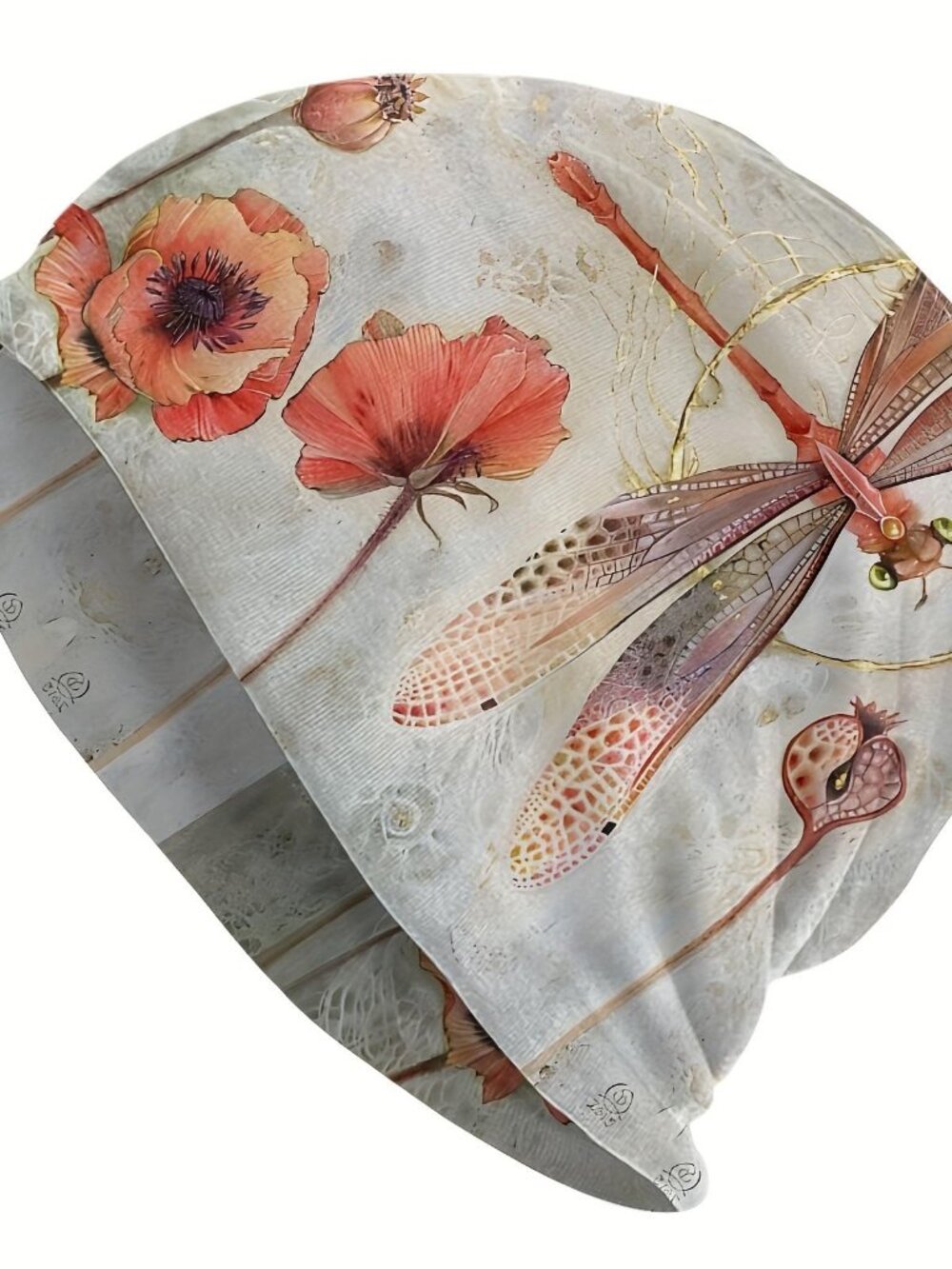 Slouchy Beanie Hat Dragonfly Print Boho Retro Skull Cap for Women and Men